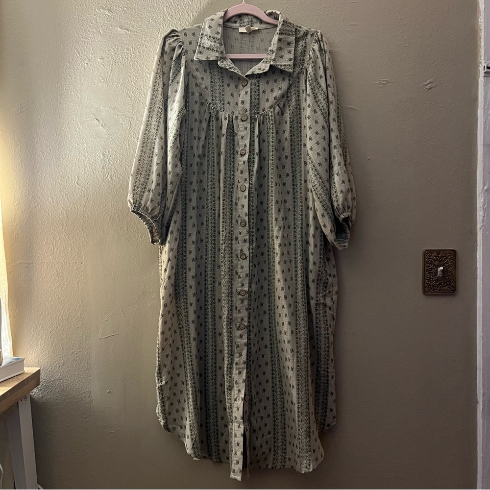 Easel Olive Floral Long Sleeve Dress